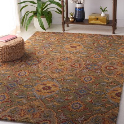 Handmade Heritage Green and Yellow Tufted Wool Area Rug 8' x 10'