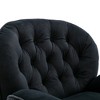 Lyngins Modern Medieval Style Velvet Accent Chair & Ottoman Set, Sofa Chair with Metal Frame/Black Legs, TV Chair Living Room Chair with Ottoman - 2 of 4