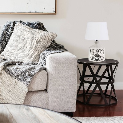 Welcome Home Rustic Ceramic Accent Table Lamp: Linen Shade, UL Listed - Simple Designs
