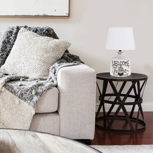 Welcome Home Rustic Ceramic Accent Table Lamp: Linen Shade, UL Listed - Simple Designs - 1 of 4