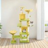 Okak Multi-Level Faux Fur Cute Cat Tree Tower for Indoor,Cat Condo with Soft Cushions & Flower Cushion & Scratching Posts - 2 of 4