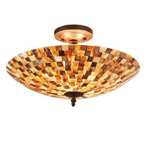 Chloe Lighting Shelley Mosaic 2 Light Semi-Flush Ceiling Fixture 16" Shade - 1 of 1