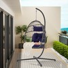 Outdoor Egg Chair, Hanging Egg Chair With Standing Seat, Armrest Cushion, Backrest, Metal Frame, Garden Rattan Egg Swing Chair - image 3 of 4