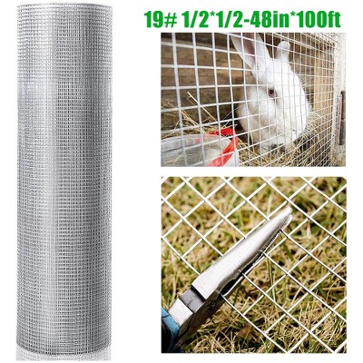 Zevemomo 48'' x 100' 1/2inch Hardware Cloth 23Gauge Chicken Wire Fencing for Garden Pet Cage Rabbit Net, Silver Mesh Roll Galvanized After Welding