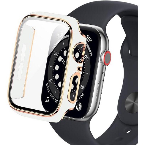 Worryfree Gadgets Bumper Case with Screen Protector for Apple Watch 38mm,  White/Rose Gold - 38MM