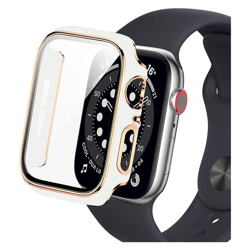 Worryfree Gadgets Bumper Case with Screen Protector for Apple Watch 38mm, White/Silver, 1 of 8