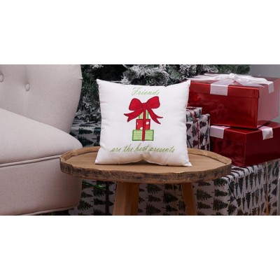 Friends Are The Best Presents Embroidered Holiday Accent Pillow