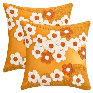 REGALWOVEN Velvet Embroidery Flowers Soft Decorative Farmhouse Pillowcases 2 Pcs - 1 of 4