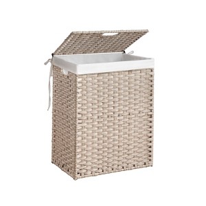 SEVOBAL Laundry Bags and Baskets Laundry Hamper With Lid PE Rattan Powder Coating Frame Clothes Hampers with Removable Bags, Gray, 18.3"*13.5"*24" - 1 of 4