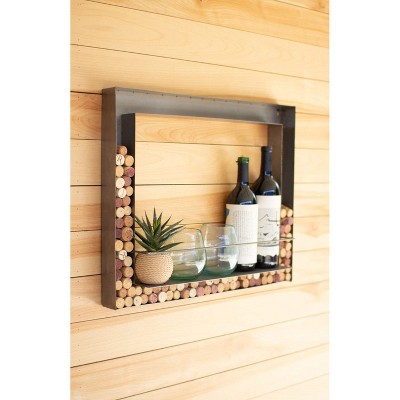 Kalalou CQ7493 Wall Bar and Wine Cork Holder, Brown