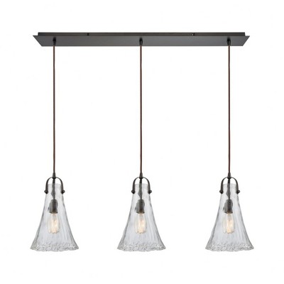 Elk Home Hand Formed Glass 3 - Light Chandelier in  Oil Rubbed Bronze