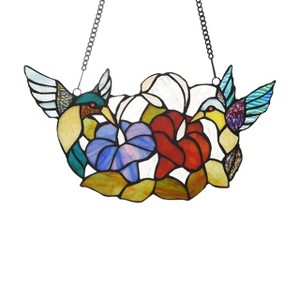 Chloe Lighting Nectar Tiffany-Style Animal Design Window Panel 15" X 8" - 1 of 3
