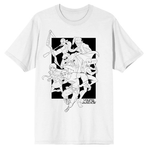 The Justice League Main Characters Mens White Graphic Tee - image 1 of 2