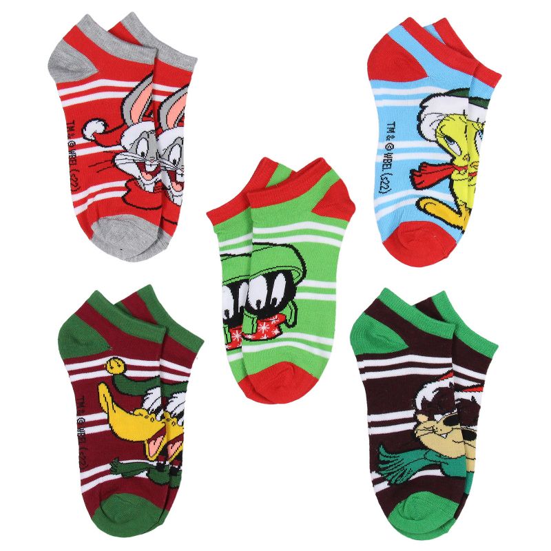 Looney Tunes Characters Striped Mix And Match Adult 5 Pack Ankle Socks Multicoloured, 1 of 8