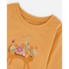 Deux par Deux Girl Organic Cotton T-Shirt Golden Yellow with Cat - 4 of 4