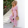 Whizmax Women's Summer Smocked Jumpsuits Casual Square Neck Short Sleeve High Waist Wide Leg Rompers with Pockets - 3 of 4