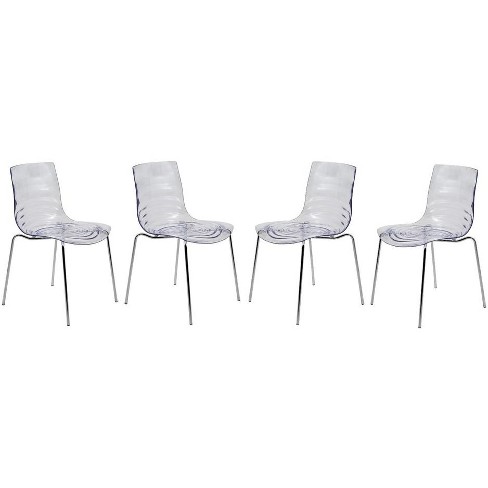 LeisureMod Astor Acrylic Dining Chair with Water Ripple Design and Metal Legs - image 1 of 4