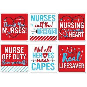 Big Dot of Happiness Thank You Nurses - Funny Nurse Appreciation Week Decorations - Drink Coasters - Set of 6 - 1 of 4