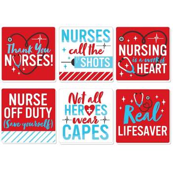 Big Dot of Happiness Thank You Nurses - Funny Nurse Appreciation Week Decorations - Drink Coasters - Set of 6