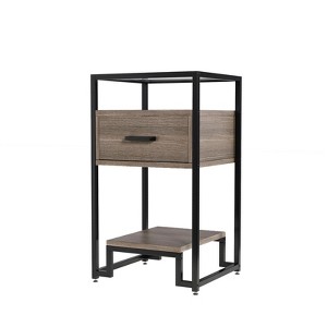 Tempered Glass Steel Melamine Board High Edge Table with Convex Bottom Single Unit, Durable and Stylish - 1 of 4