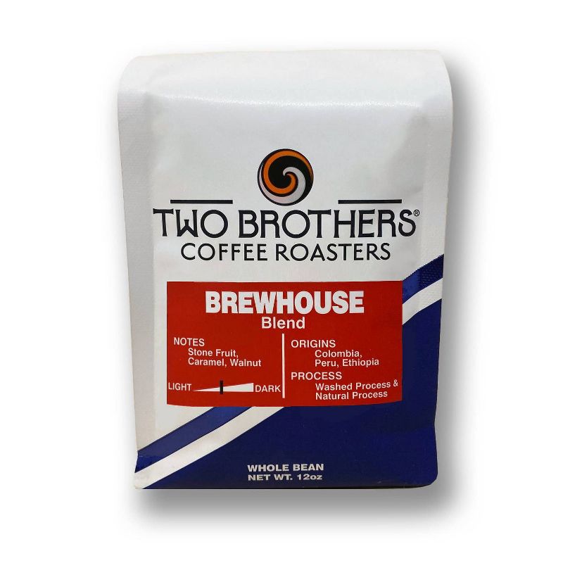 Two Brothers Brewhouse Blend Medium Roast Whole Bean Coffee - 12oz, 1 of 4