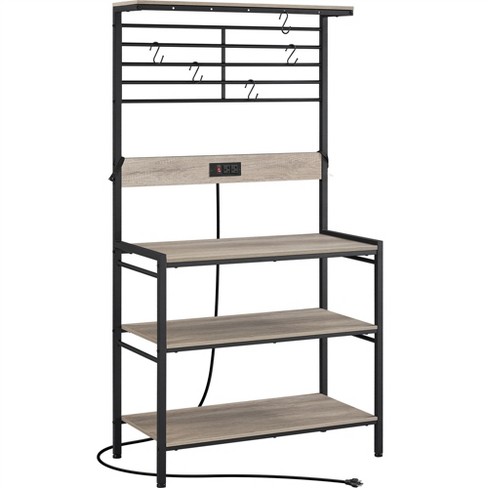 Baker's Rack with Power Outlet, 6-Tier Kitchen Storage Rack