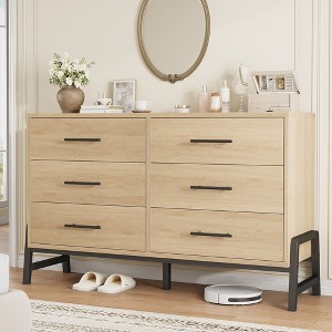 Garvee 6 Dresser for Bedroom, 52" Wide Dresser, Wide Drawer With Storage Freestanding, Wooden Closet Storage Chest for Bedroom - 1 of 4