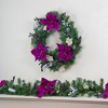 Northlight 24" Unlit Purple Poinsettia and Silver Pinecone Two-Tone Pine Christmas Wreath - 2 of 4