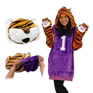 Louisiana State University (LSU) Mike the Tiger Snugible Blanket Hoodie & Pillow - 1 of 4