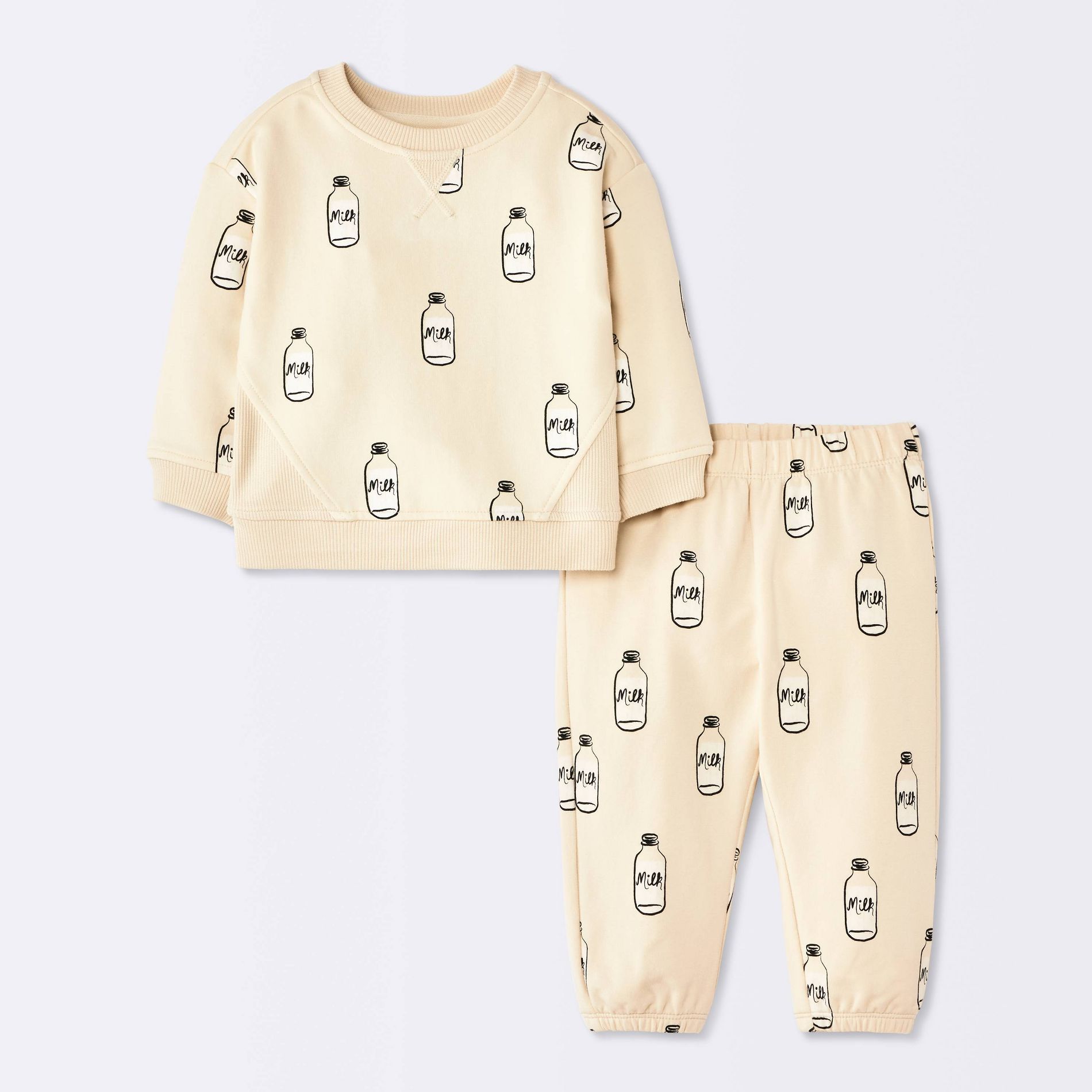 Baby Milk n' Cookies Sweatshirt and Joggers Set - Cloud Island™ Cream 18M