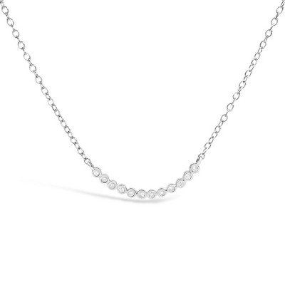 .925 Sterling Silver Diamond Accent Curved Bar Necklace- 18"