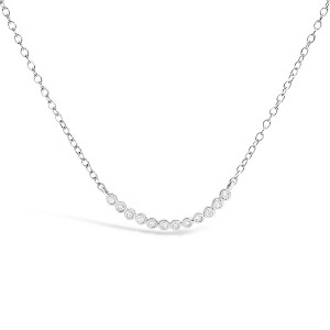 .925 Sterling Silver Diamond Accent Curved Bar Necklace- 18" - 1 of 4