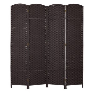 FDW Round Top Woven Room Divider  4/6-Panel Foldable Partition Screen  for Home Office - 1 of 4