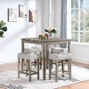Okak 5-Piece Farmhouse Style Bar Dining Table Set & Bar Stools for Kitchen,Dining Room,Vintage Dinette Set with Solid Wood Frame - 3 of 4