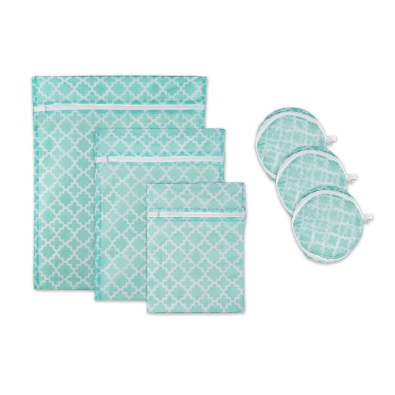 Design Imports Set of 6 Aqua Lattice C Mesh Laundry Bags, 1 of 9
