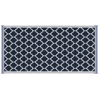 Resenkos Floor Mat Carpet,Indoor Door Mat,Reversible Outdoor Rug, 9'x 18' Waterproof Straw Floor Mat, Portable RV Camping Carpet, Blue & White