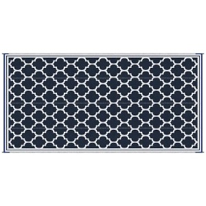 Resenkos Floor Mat Carpet,Indoor Door Mat,Reversible Outdoor Rug, 9'x 18' Waterproof Straw Floor Mat, Portable RV Camping Carpet, Blue & White - 1 of 4