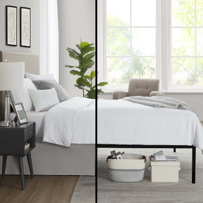 Light Gray Polyester Queen Split Corner Bedskirt