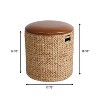 happimess Josie 18" Modern Coastal Hand-Woven Hyacinth Storage Ottoman with Lid - 3 of 4
