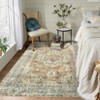 8'x10' Washable Floral Medallion Living Room Rugs, Distressed Print Retro Accent Bedroom Carpet, Large Low Pile Dining Room Rugs, Orange - 3 of 4