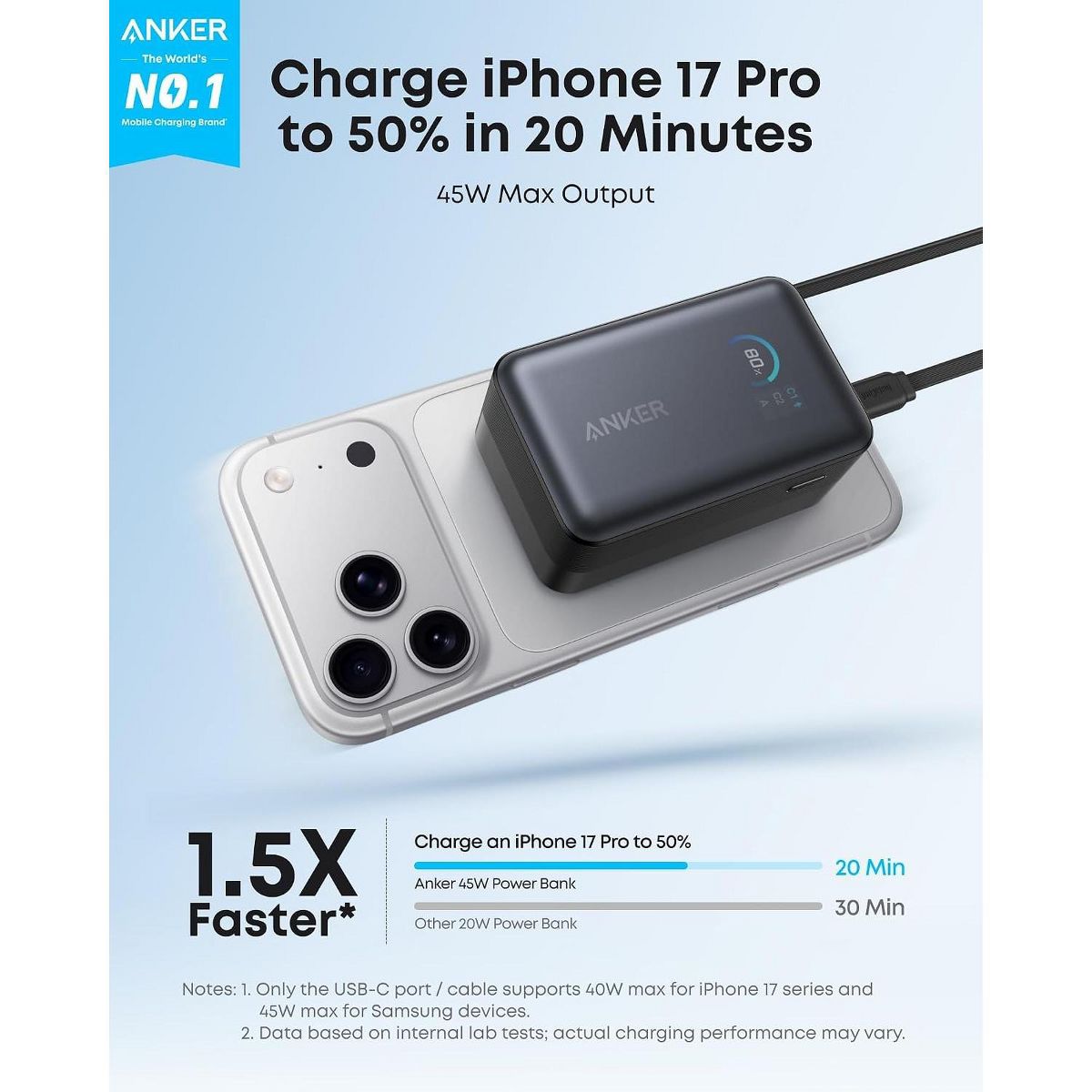 Anker Nano Power Bank (10K, 45W, Built-In Retractable USB-C Cable) + Anker Nano Charger (45W, Smart Display, 180° Foldable) - thumbnail 2