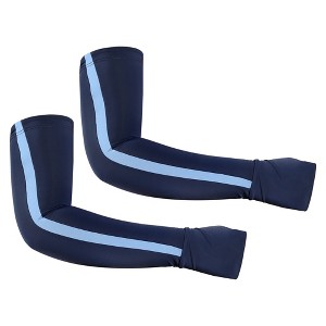 Unique Bargains 1 Pair Cooling Arm Sleeves for Women and Men Sports Arm Sleeve Protection Blue - 1 of 3