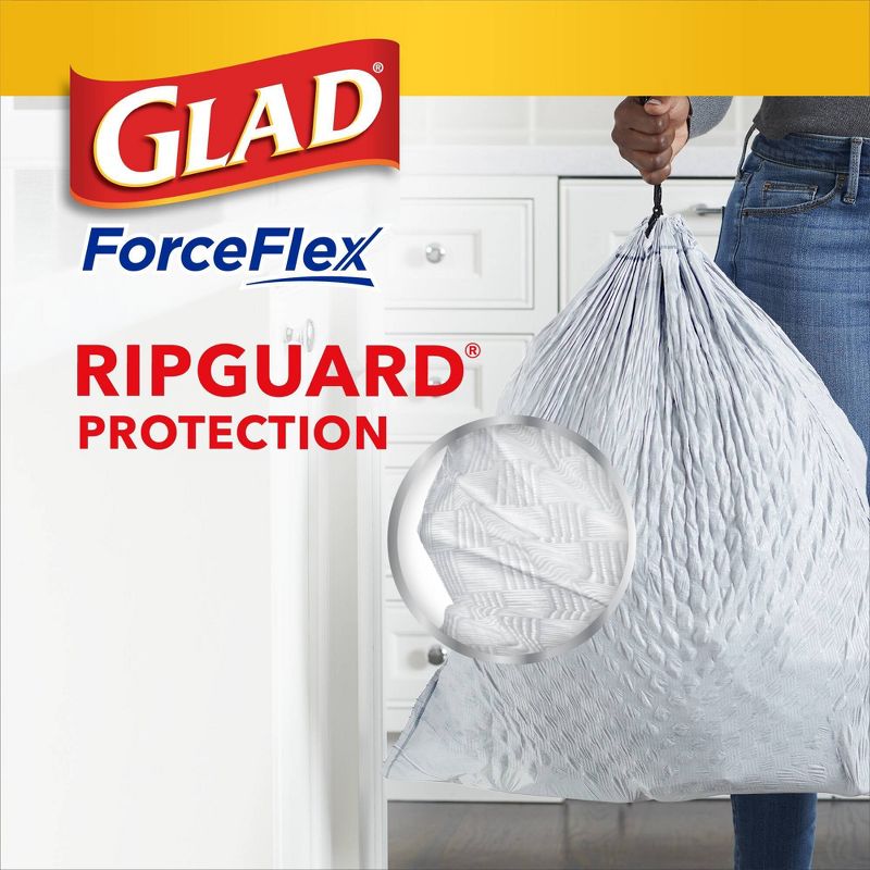 Glad ForceFlex Tall Kitchen Drawstring Trash Bags - Unscented - 13 Gallon, 6 of 17