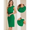 INSPIRE CHIC Women's Elegant Business Round Neck Belted Cap Sleeve Work Sheath Dresses - 2 of 4