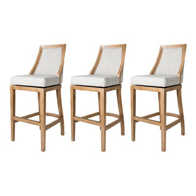 Maven Lane Vienna Rotating High Back Kitchen Stool with Fabric Upholstered Seat, Set of 3
