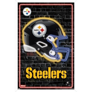 Trends International NFL Pittsburgh Steelers - Neon Helmet 23 Framed Wall Poster Prints - 1 of 4