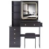 NicBex Vanity Desk with Mirror and Lights Large Size Left Makeup Vanity Set with 2 AC+2 USB Power Station, Hair Dryer Stand and Cushioned Stool - 2 of 4