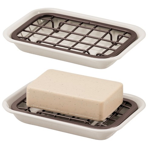 Soap Dish With Drain Tray One Piece Soap Saver for Kitchen