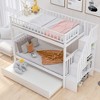 PAGED Twin over Twin Bunk Bed Modern Simple Pine Triple Bed Frame with Trundle and Storage Stairs for Bedroom - 2 of 4