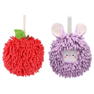 REGALWOVEN 2 Pcs Comfortable Soft Absorbent Chenille Ball Fuzzy Hand Towels - 1 of 4